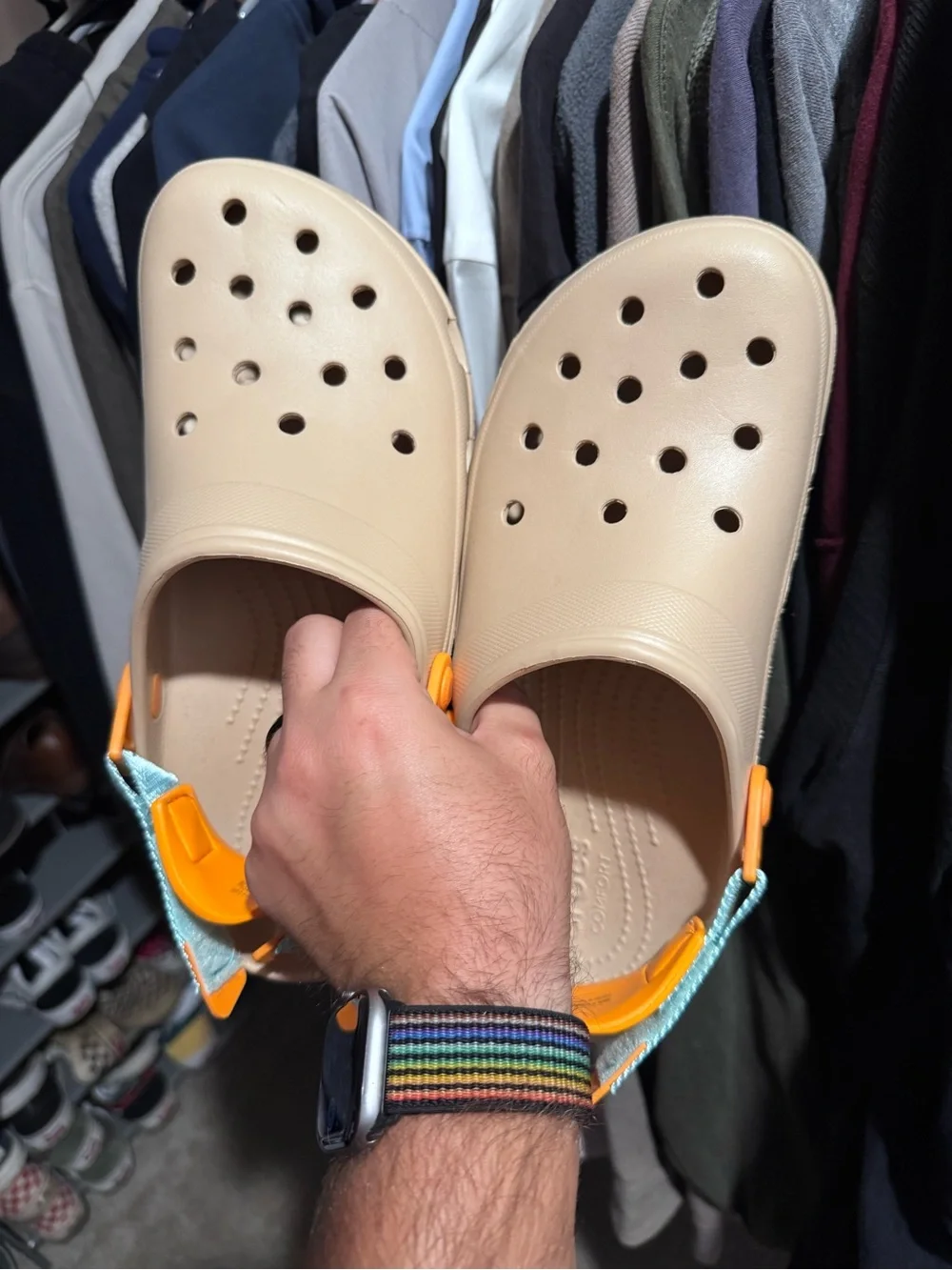 Men’s All-Terrain Tan Crocs Orange Accent Strap